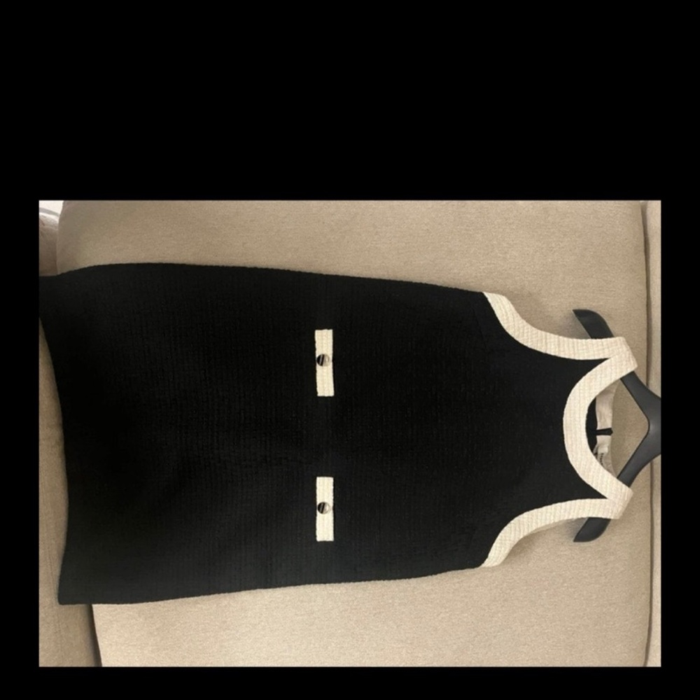 Sandro Paris Elegant Black and Cream Mini Dress